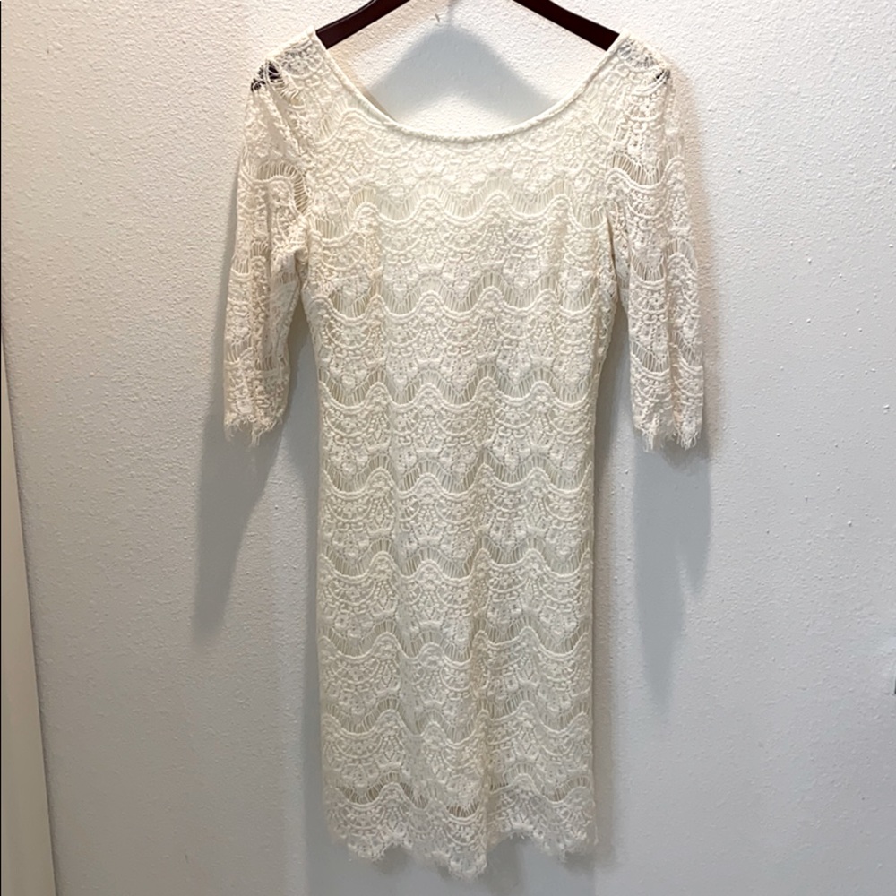 Off White knee length lace dress